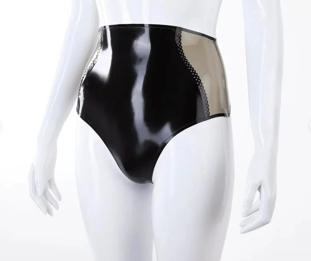 High-Waisted Latex Panty with Perforated Trim