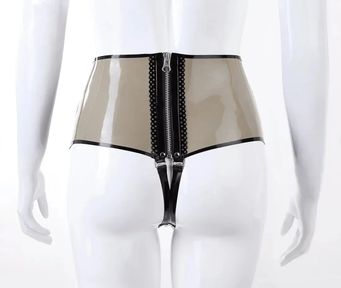 High-Waisted Latex Panty with Perforated Trim