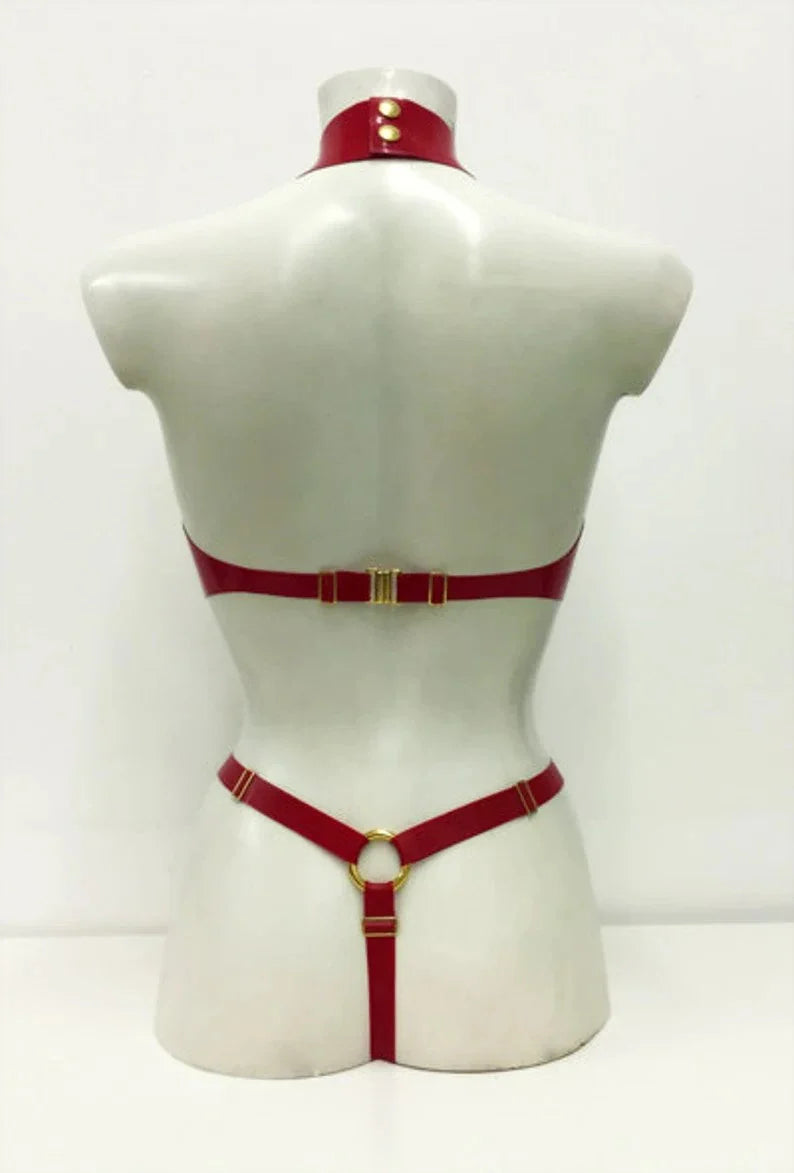 Zena Latex Thong with Strappy Harness Back