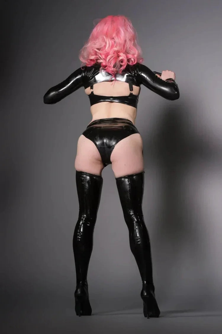 Latex High-Cut Briefs – Black