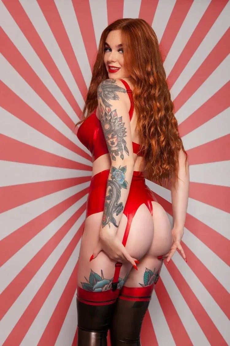 Latex Garter Panty – Red