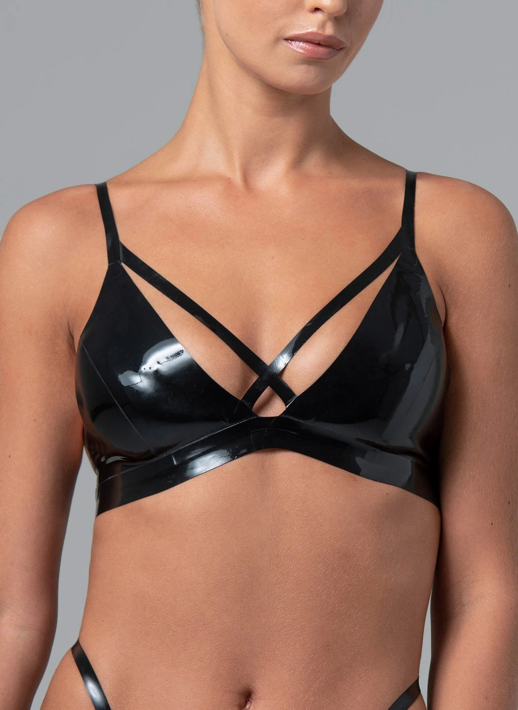 Starlet Latex Bralette with Cross-Strap Detail