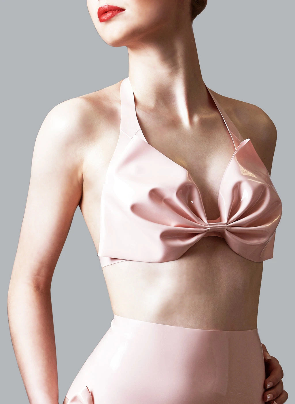 Sindy Latex Halter Bra with Oversized Bow