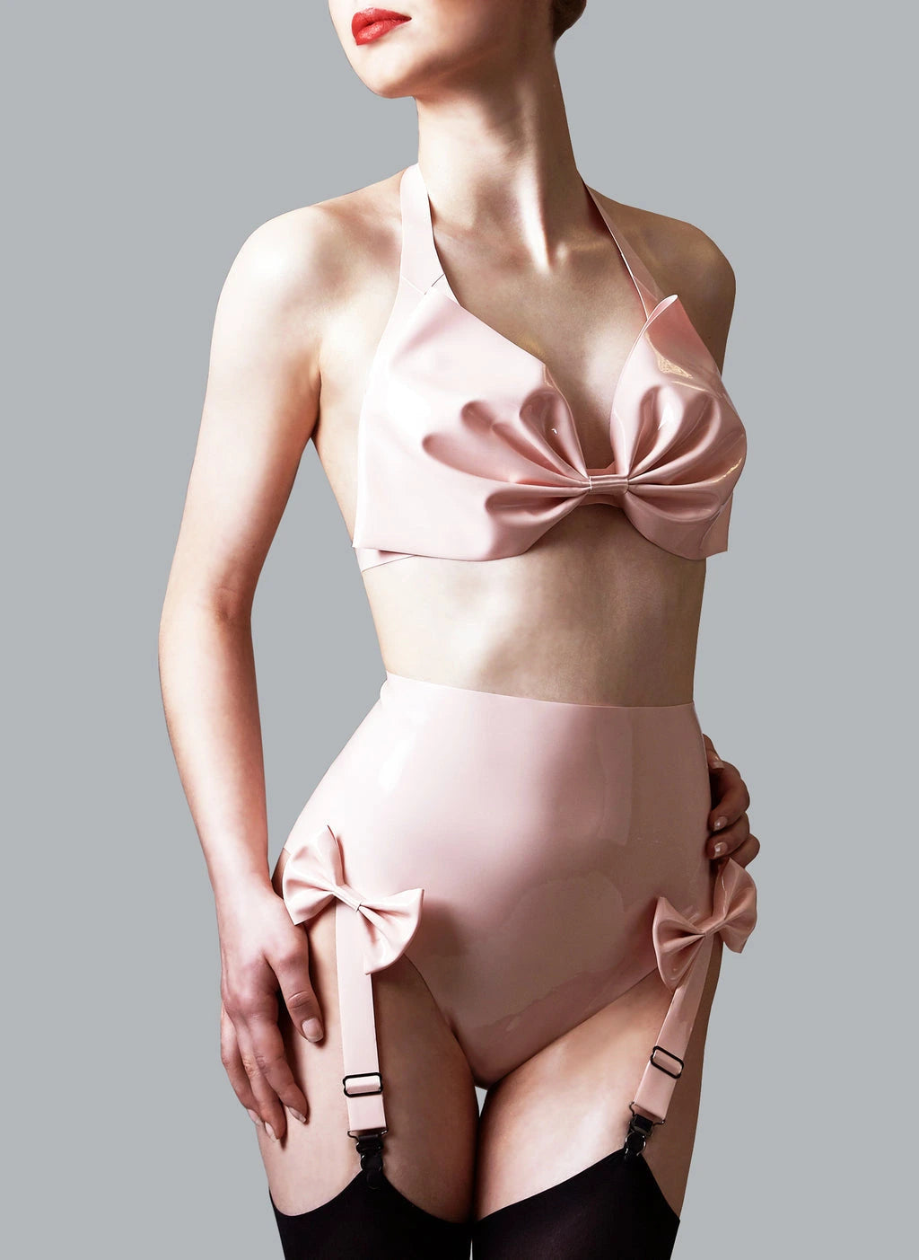 Sindy Latex Halter Bra with Oversized Bow