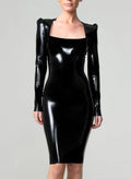 Wasp Latex Midi Dress with Structured Shoulders