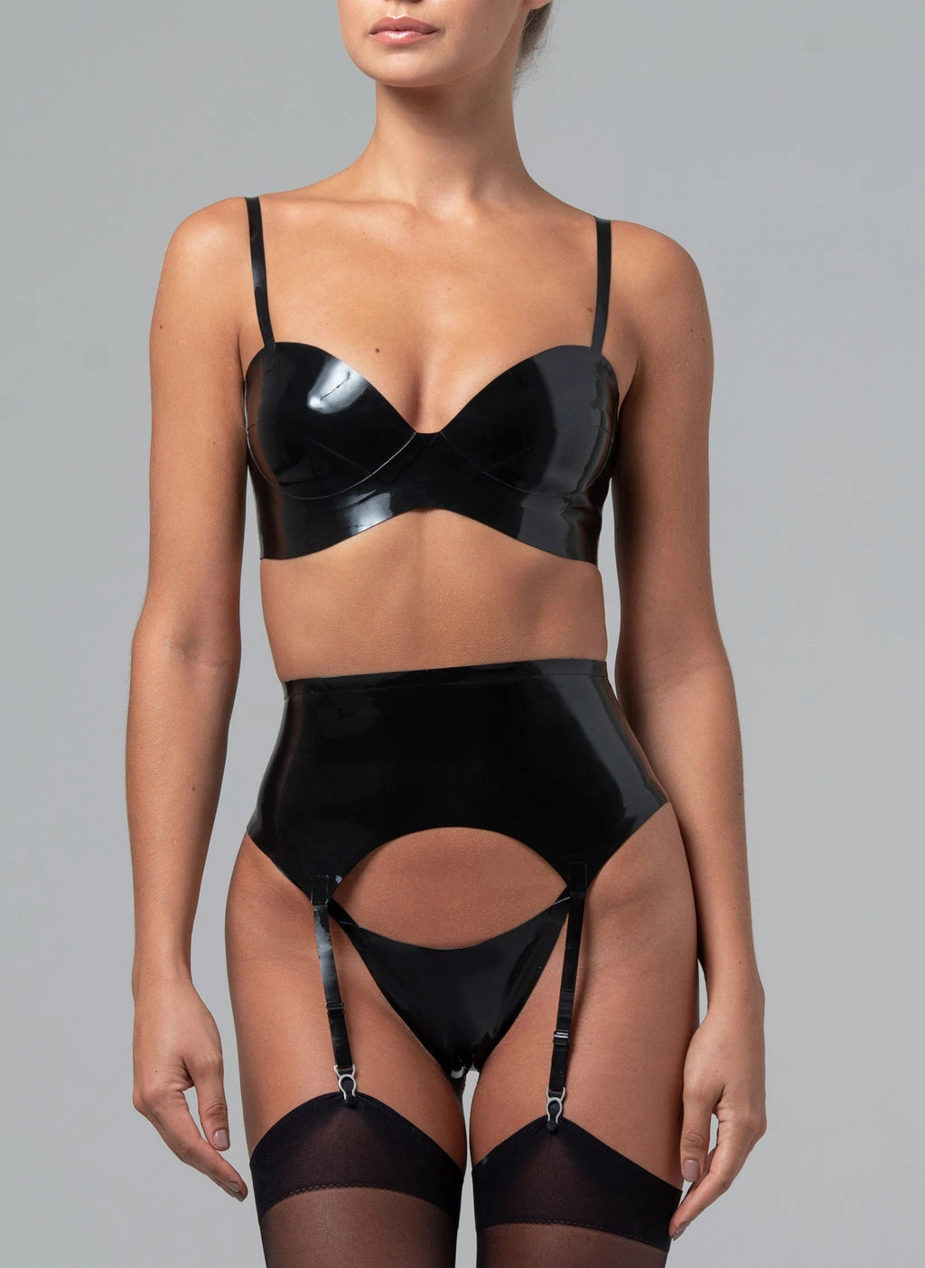 Marilyn Latex Suspender Belt with Wide Cut-Out
