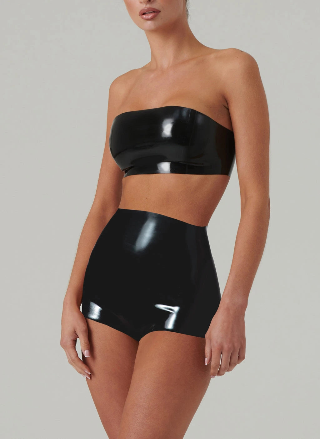 Holiday Latex High-Waist Hot Pants