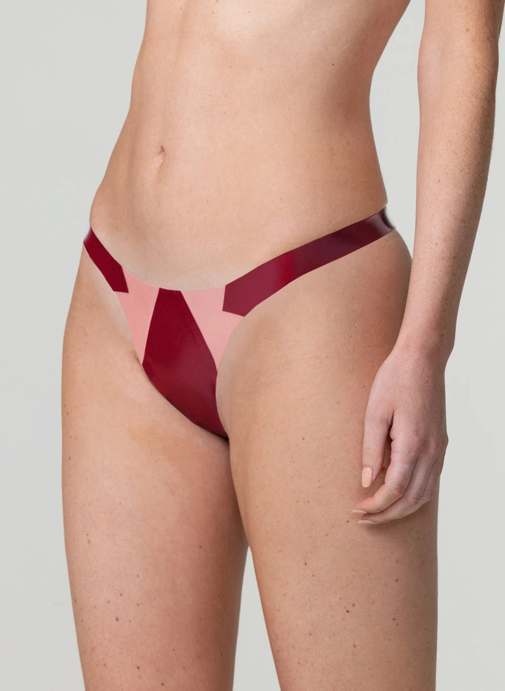 Lipstick Latex Thong with Colour-Block Panel