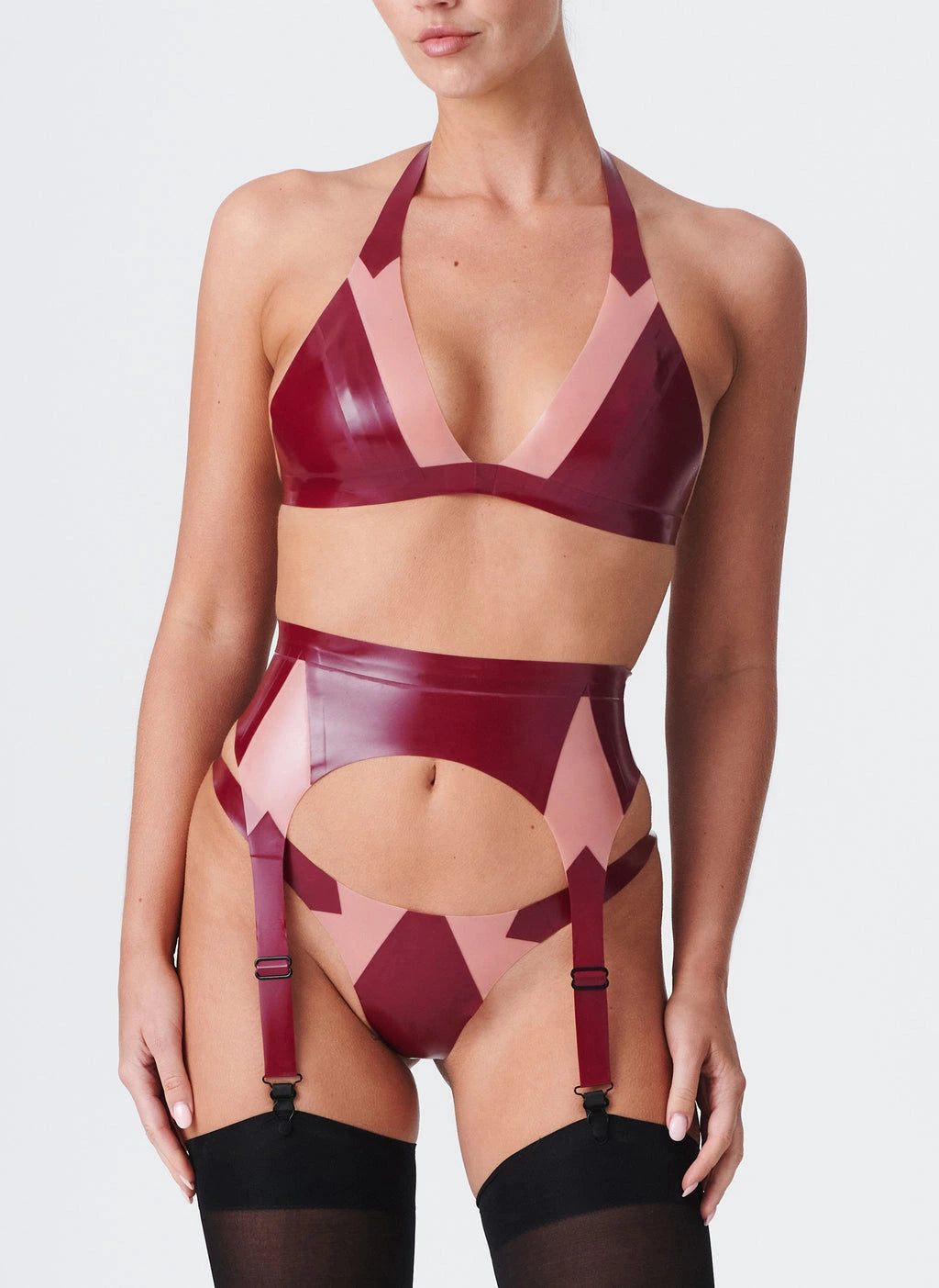 Lipstick Latex Thong with Colour-Block Panel